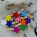 3.5Cm 10Pcs Flower Wooden Clip With 2mtrs  Jute Dori
