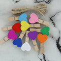 3.5Cm 10Pcs Heart Wooden Clip With 2mtrs  Jute Dori