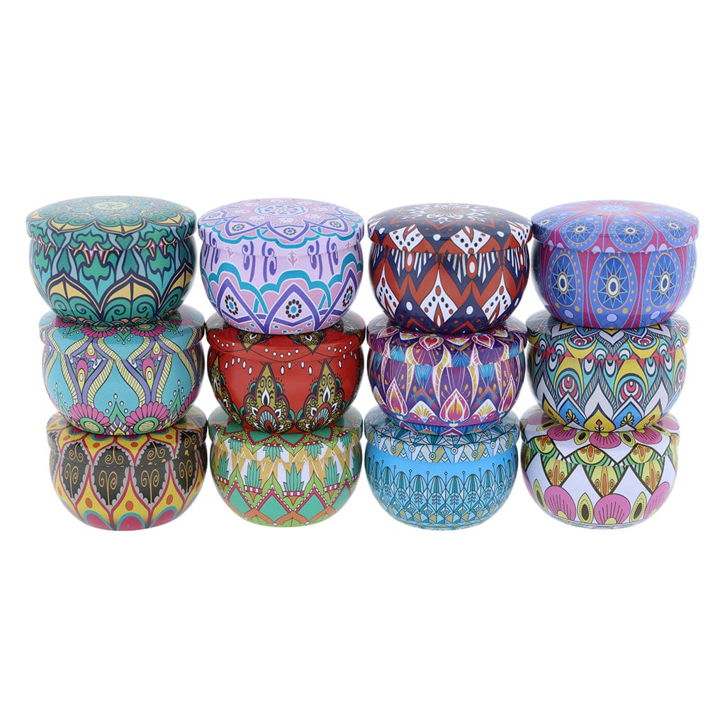 12 Pcs Mandala Pattem Candle Display Jar