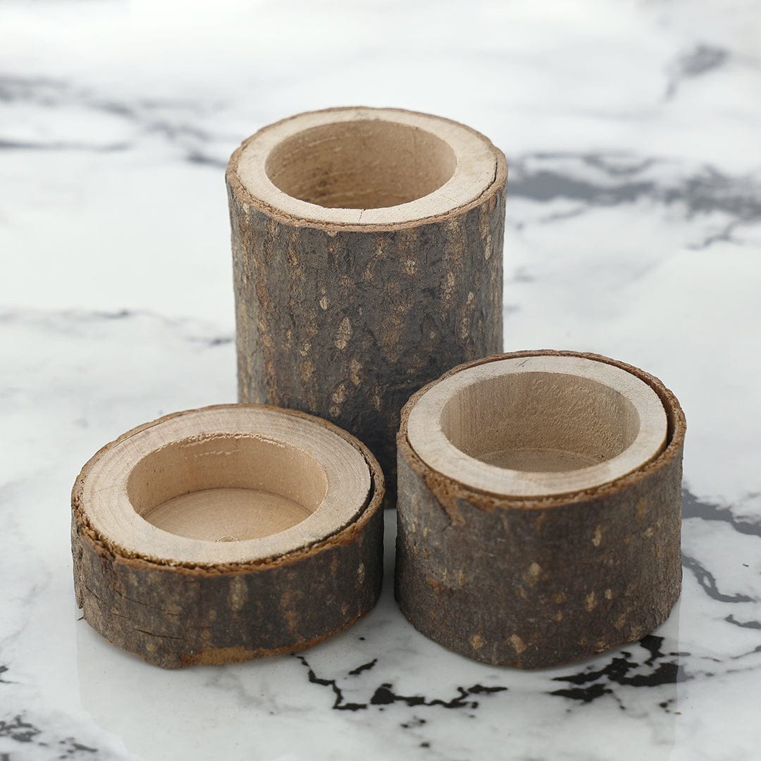 Tree Stump Wooden Candle Holder Tea Light Holder
