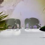 Fancy silver elephant pair acrylic mirror