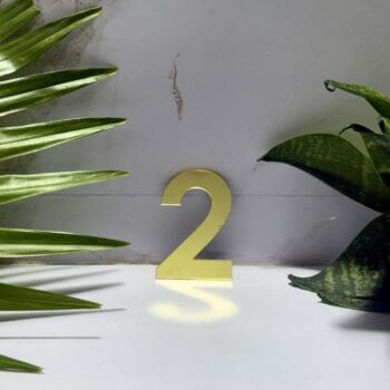 Golden Acrylic Mirror Number 2 | Premium Golden Acrylic Mirror Number for Decor & Signage