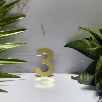 Golden Acrylic Mirror Number 3 | Premium Golden Acrylic Mirror Number for Decor & Signage