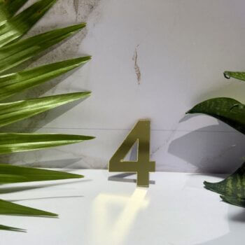 Golden Acrylic Mirror Number 4 | Premium Golden Acrylic Mirror Number for Decor & Signage