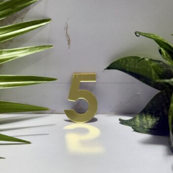 Golden Acrylic Mirror Number 5 | Premium Golden Acrylic Mirror Number for Decor & Signage