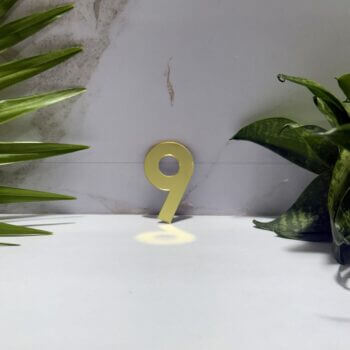 Golden Acrylic Mirror Number 9 | Premium Golden Acrylic Mirror Number for Decor & Signage