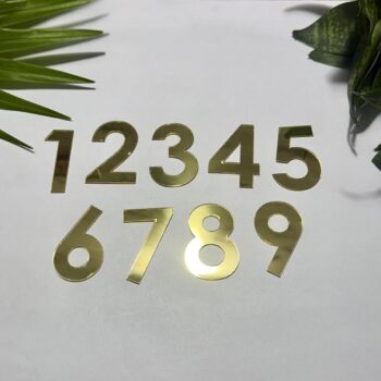 Golden Acrylic Mirror Numbers 1 to 9 | Premium Golden Acrylic Mirror Number for Decor & Signage