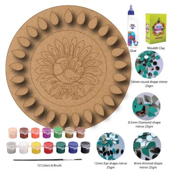 DIY Peacock Round Lippan Art Kit