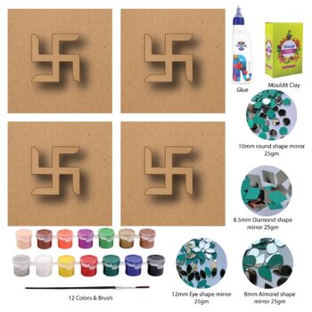 DIY 4 Swastik Symbols Lippan Art Kit