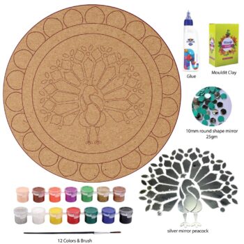 DIY Silver Peacock Mirror Lippan Art Kit